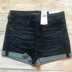 AE Super Hi Rise Shortie 2 - Dark Denim Shorts